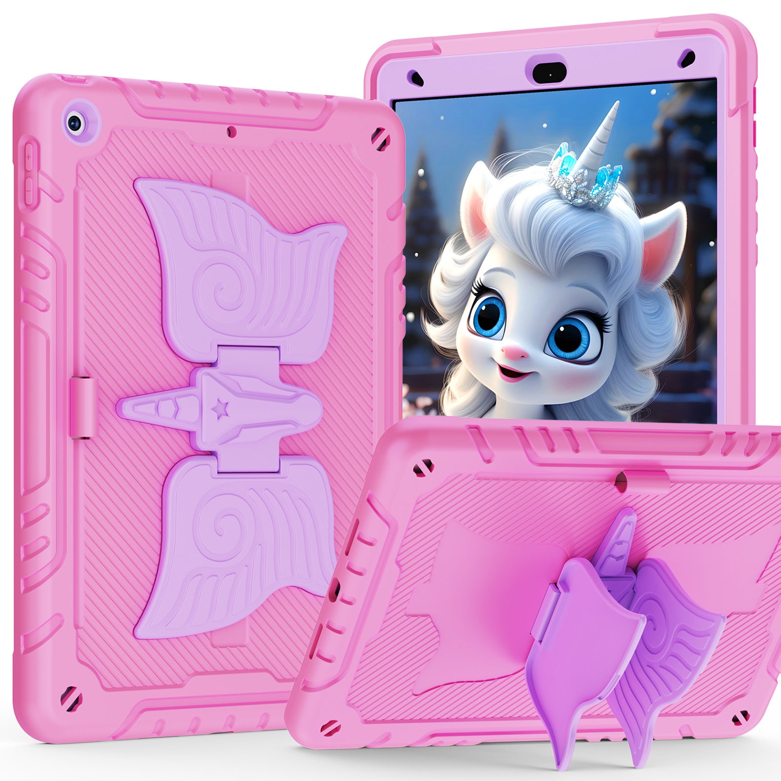 For iPad 10.2 (2021) / 10.2 (2019) / 10.2 (2020) Case Silicone+PC Drop-resistant Tablet Cover with Unicorn Kickstand For iPad 10.2 (2021) / 10.2 (2019) / 10.2 (2020) Case Silicone+PC Drop-resistant Tablet Cover with Unicorn Kickstand